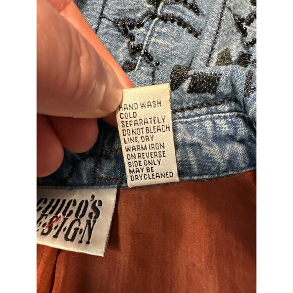 Chico's Vintage Beaded Floral Embroidery and Beaded Jacket Women Size 1 US M - Picture 9 of 11